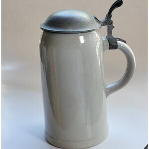 Vintage German Beer Stein 7.5" Pewter Lid Made in Germany Collectible Barware